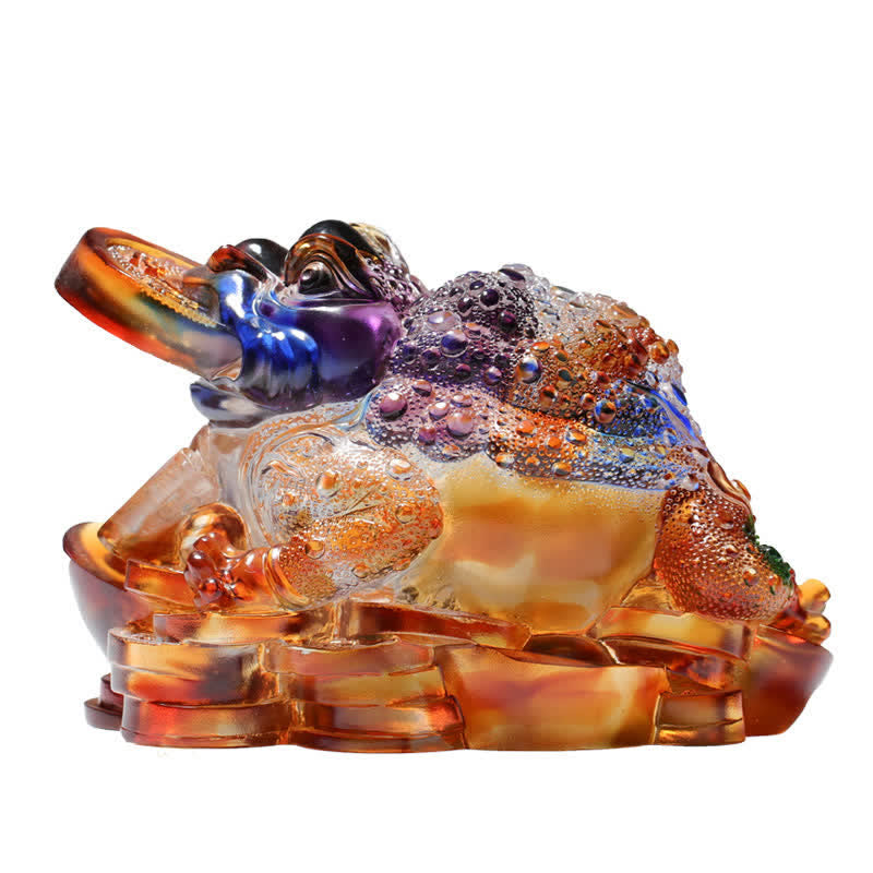 Buddha Stones Feng Shui Frog Handmade Liuli Crystal Art Piece Wealth Home Office Decoration - image 14