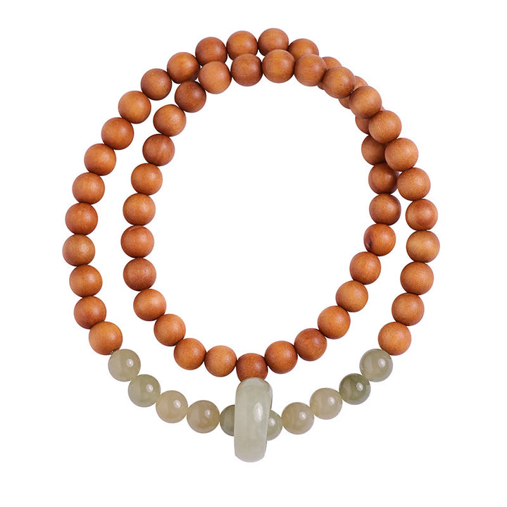 Buddha Stones Sandalwood Hetian Jade Protection Double Wrap Bracelet - image 9