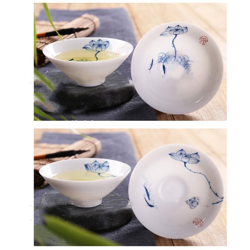 Buddha Stones Vintage Plum Orchid Bamboo Chrysanthemum Lotus Koi Fish Ceramic Teacup Kung Fu Tea Cups - image 26