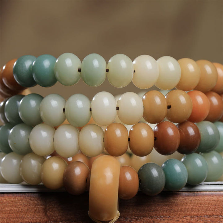 Buddha Stones 108 Mala Beads Gradient Bodhi Seed Buddha Hand Engraved Peace Bracelet - image 2
