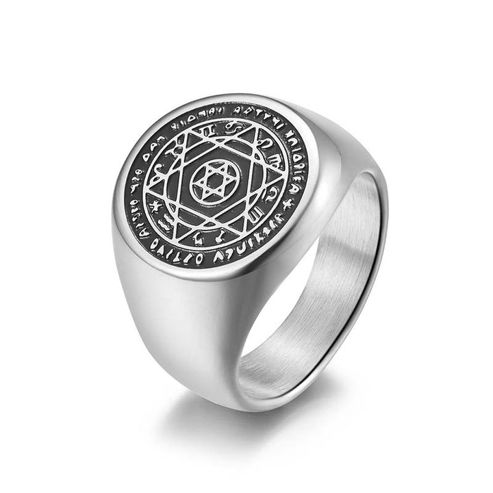 Buddha Stones 12 Constellations of the Zodiac Star of David Protection Ring - Silver - US12 - image 5