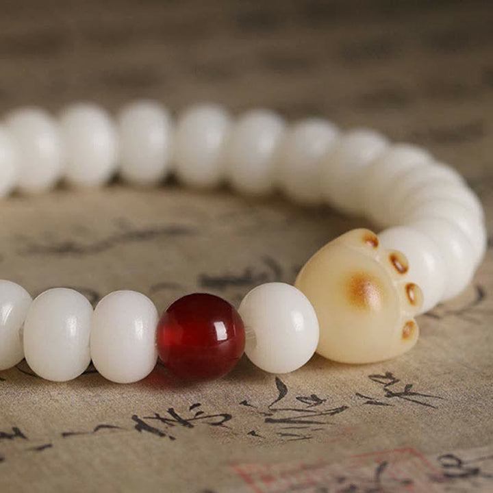Buddha Stones Natural Bodhi Seed Lovely Paw Lucky Cat Bracelet - image 2