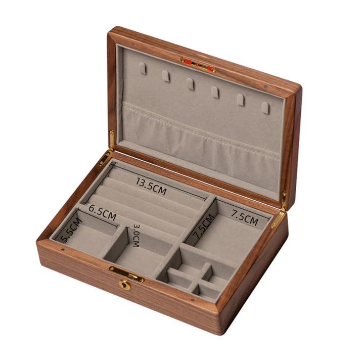 Vintage Handmade Black Walnut Wood Jewelry Storage Box Wooden Gift Box - image 21