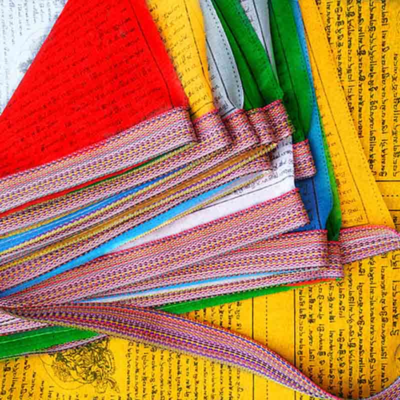 Tibetan 5 Colors Windhorse Auspicious Outdoor 25 Pcs Prayer Flag - image 2