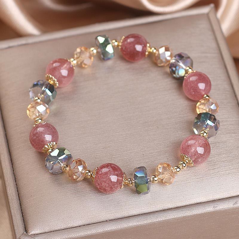 Buddha Stones Natural Strawberry Quartz Colorful Crystal Positive Bracelet - image 3