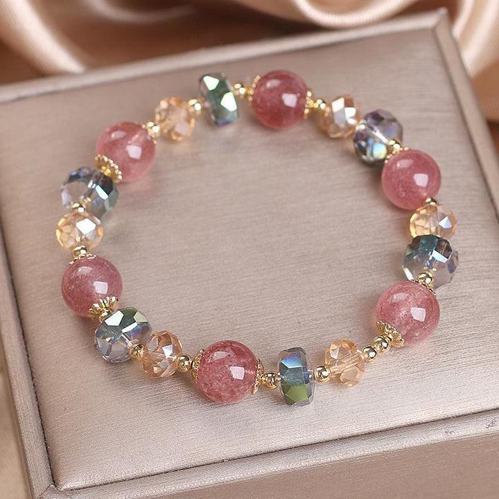 Buddha Stones Natural Strawberry Quartz Colorful Crystal Positive Bracelet - image 3