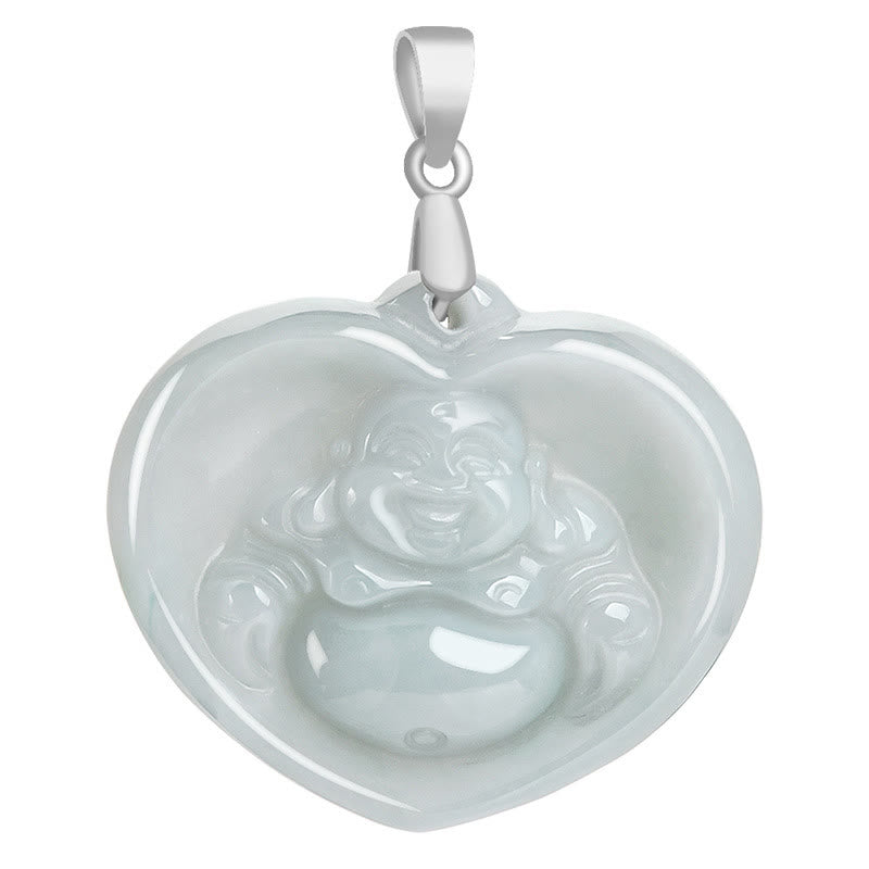Buddha Stones Laughing Buddha White Jade Luck Blessing Titanium Steel Chain Necklace Pendant - image 9