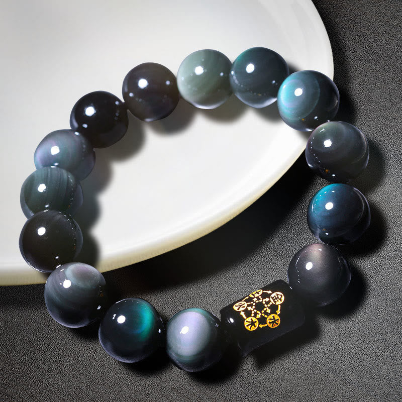 Buddha Stones Natural Rainbow Obsidian Positive Transformation Bracelet - image 1