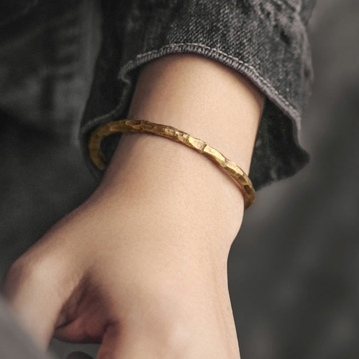 Buddha Stones Tibetan Bump Texture Copper Luck Cuff Bracelet Bangle - image 1