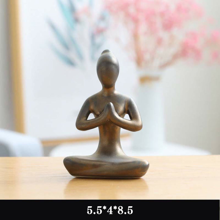 Abstract Yoga Meditation Exercise Ceramics Spiritual Figurine Sculpture Decoration - Gold - Praying - image 10