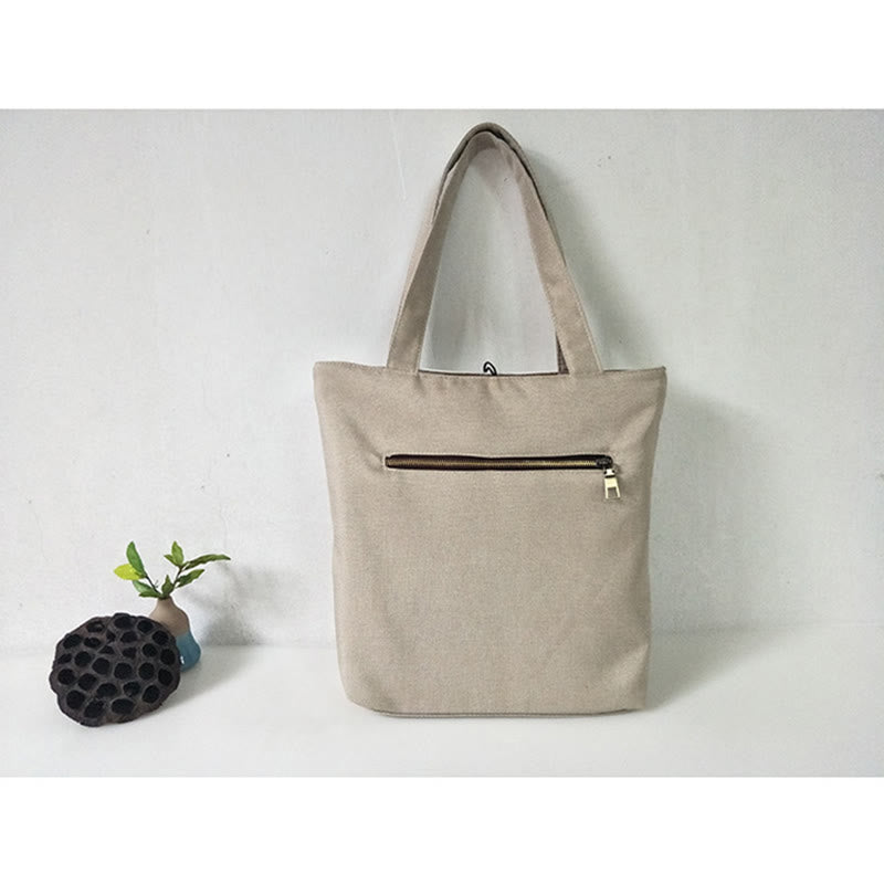 Buddha Stones Pear Flower Plum Peach Blossom Bamboo Embroidery Canvas Large Capacity Shoulder Bag Tote Bag - image 45