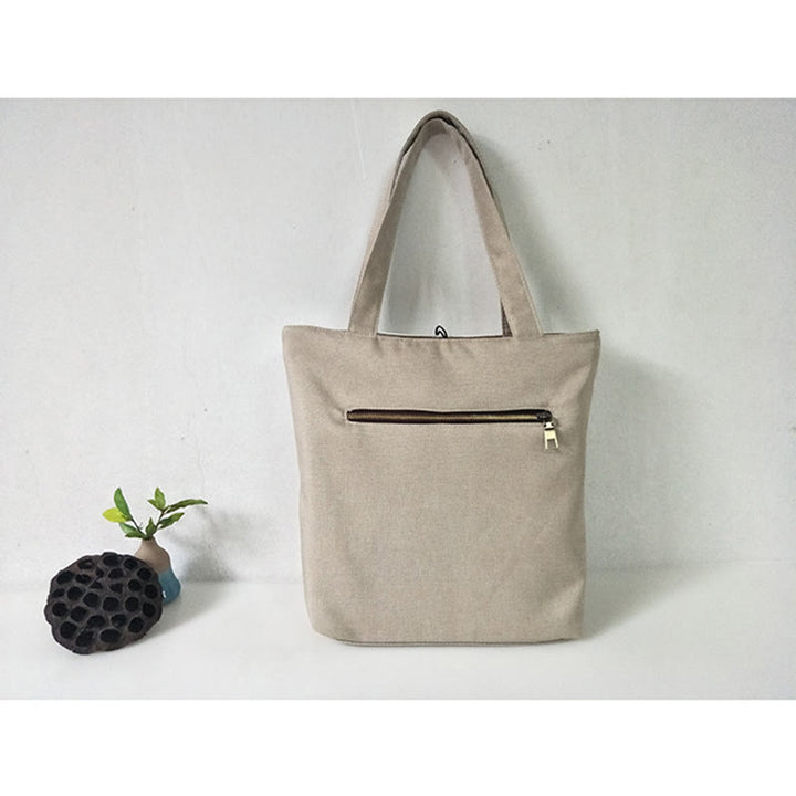 Buddha Stones Pear Flower Plum Peach Blossom Bamboo Embroidery Canvas Large Capacity Shoulder Bag Tote Bag - image 45