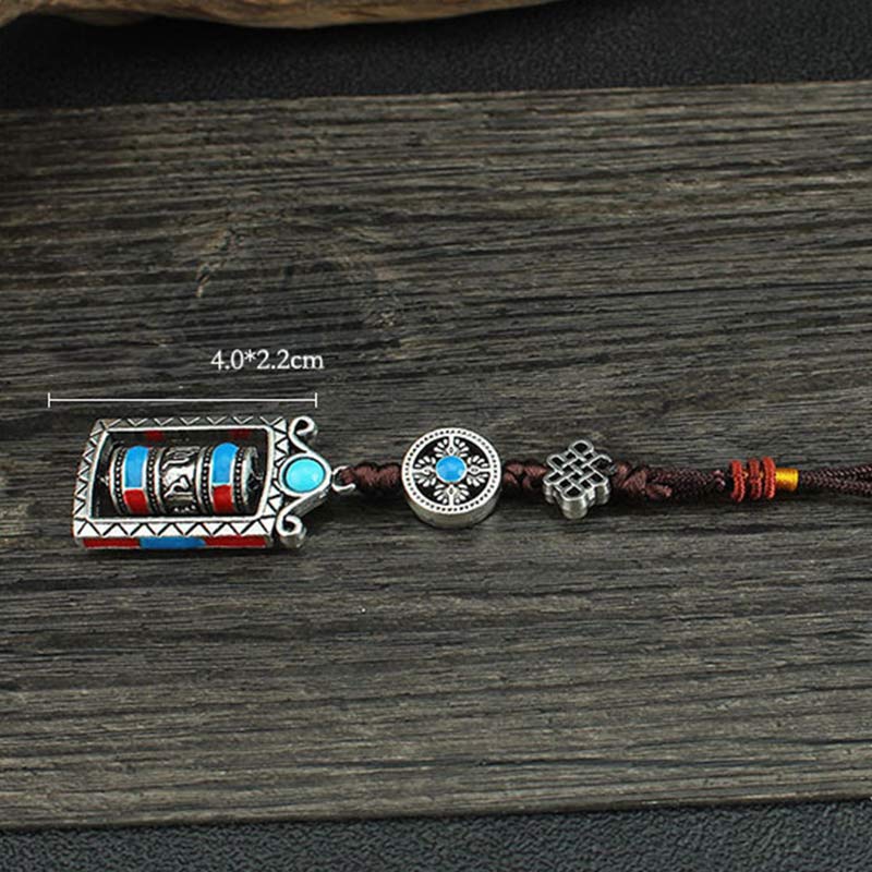 Buddha Stones Six True Words Prayer Wheel Rotation Knot Blessing Keychain Decoration - image 14