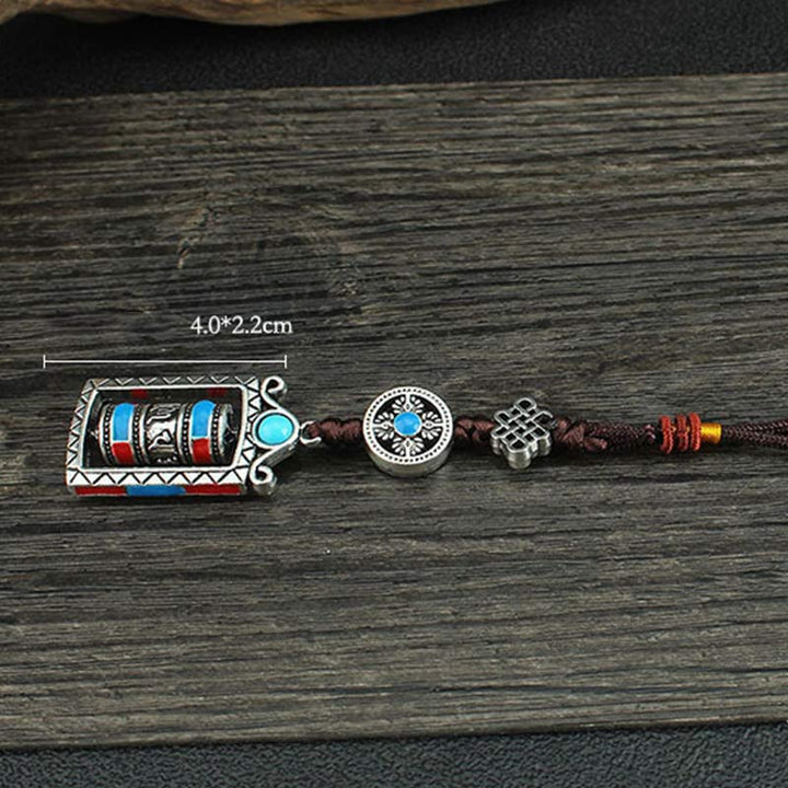 Buddha Stones Six True Words Prayer Wheel Rotation Knot Blessing Keychain Decoration - image 14