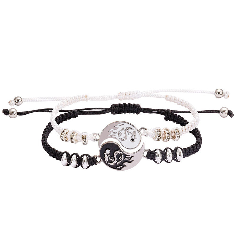 Buddha Stones 2pcs Yin Yang Dragon Couple Bracelet - image 0