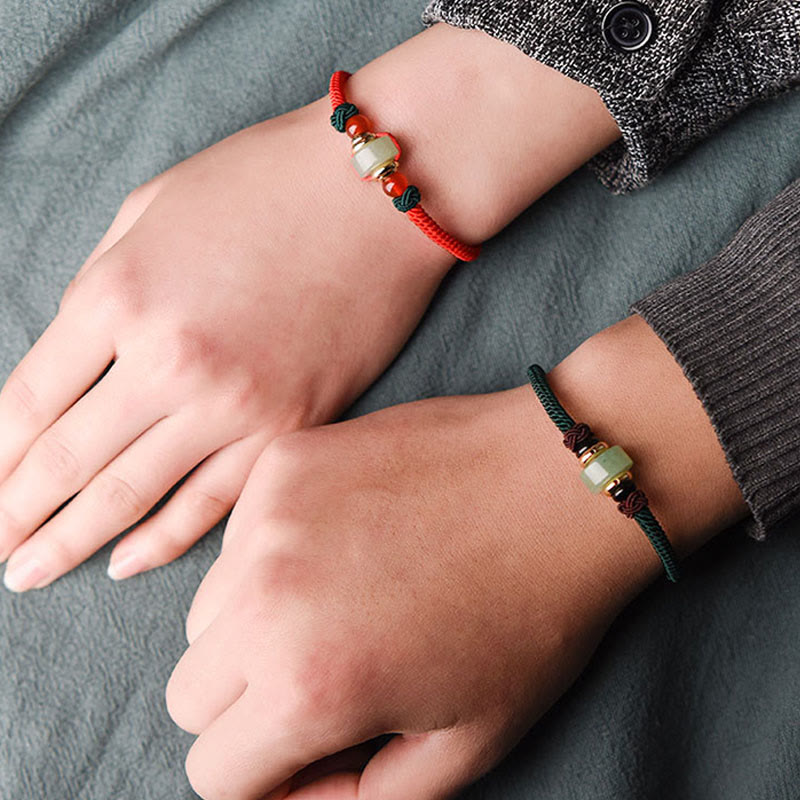 Buddha Stones Tibetan Green Aventurine Luck Braid String Bracelet - image 3