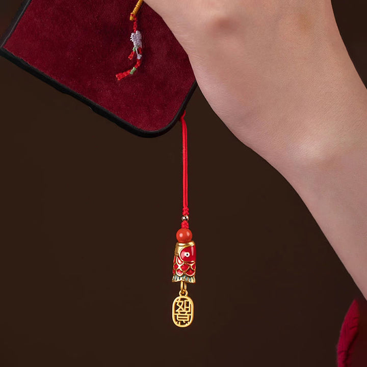Buddha Stones Koi Fish Cinnabar Attracting Wealth Wish Ruyi Charm Luck Phone Hanging Decoration - image 19