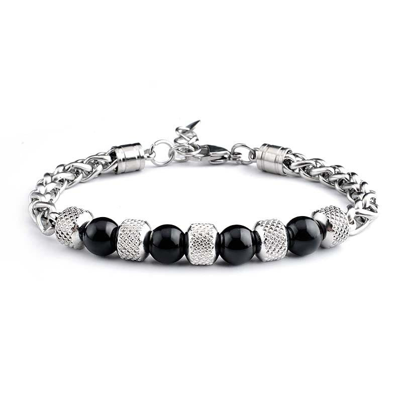 Buddha Stones Black Onyx Tiger Eye Bead Courage Bracelet - Black Onyx 8mm - image 1