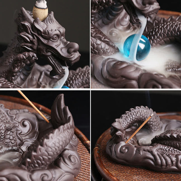 Dragon Playing Ball Flower Protection Incense Burner Decoration - image 8