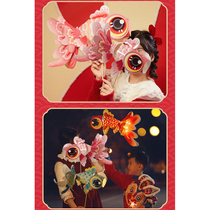 Buddha Stones DIY Fortune Luck Koi Fish Paper Lantern Lamp Mid-Autumn Festival Child Kids Lantern Decoration - image 14