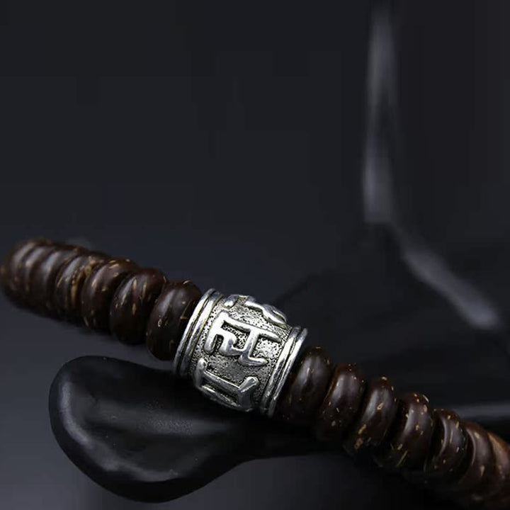 Buddha Stones Natural Tibetan Coconut Shell Om Mani Padme Hum Positive Bracelet - image 23