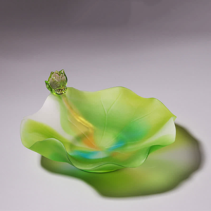 Buddha Stones Feng Shui Lotus Handmade Liuli Crystal Art Piece Home Office Offering Decoration - image 8