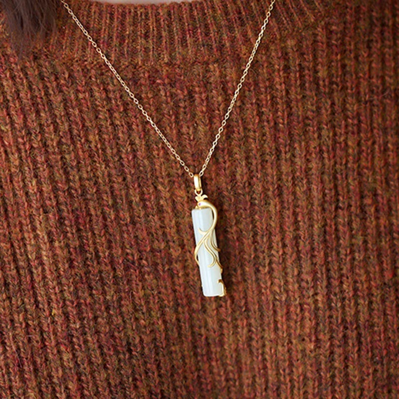 Buddha Stones Jade Dragon Phoenix Copper Protection Necklace Pendant - image 8