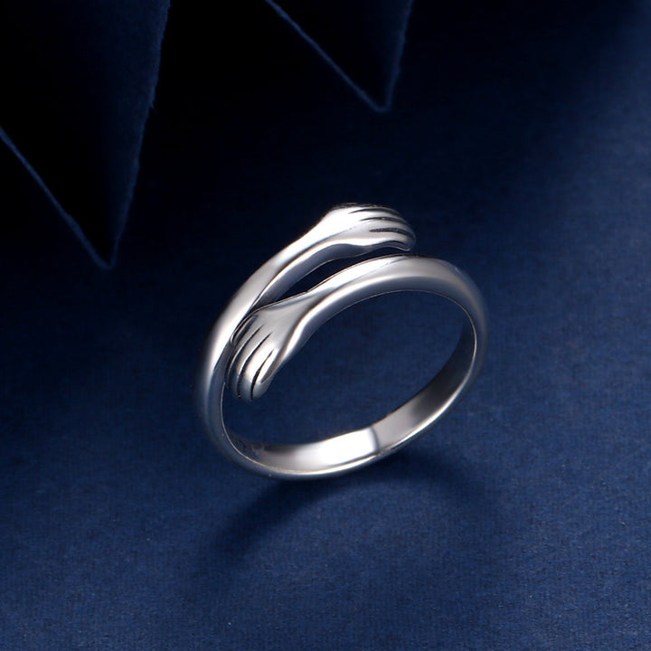 Buddha Stones 925 Sterling Silver Love Hug Thumb Ring - image 2