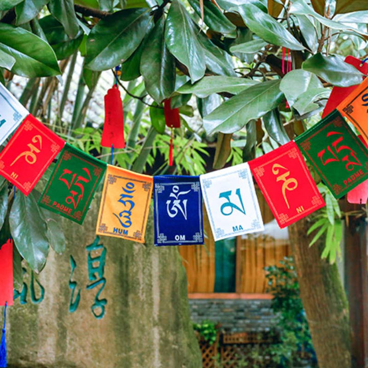 Tibetan Blessing Windhorse Om Mani Padme Hum Outdoor Car Prayer Flag Decoration - image 0