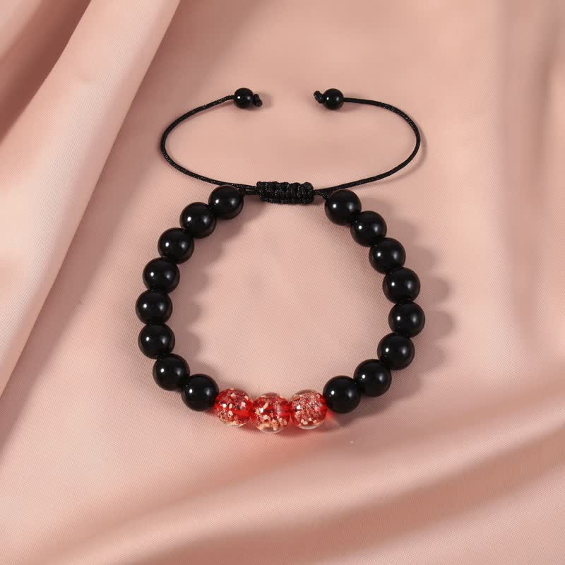 Buddha Stones Black Obsidian Luminous Glowstone Strength Bracelet - Red - image 8
