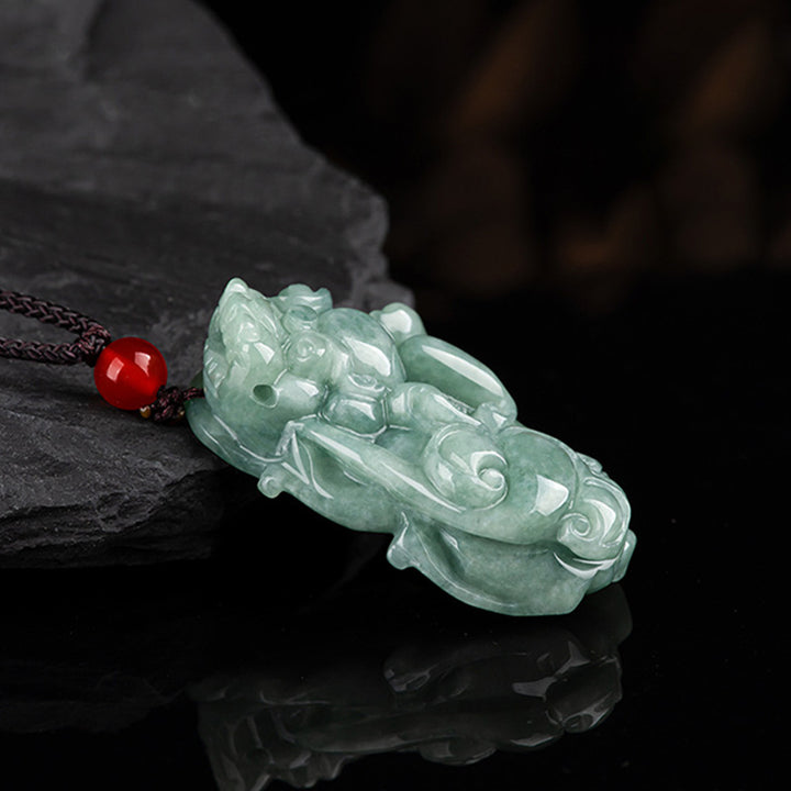 Buddha Stones Jade PiXiu Wealth Luck String Necklace Pendant - image 6