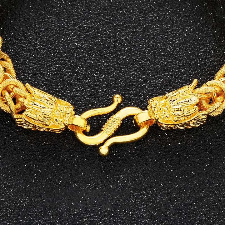 Buddha Stones 24k Gold Plated Double Headed Dragon Protection Bracelet - image 3