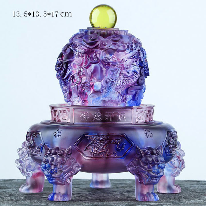 Buddha Stones Feng Shui Auspicious Dragon Handmade Liuli Crystal Rotatable Art Piece Luck Home Office Decoration - image 5