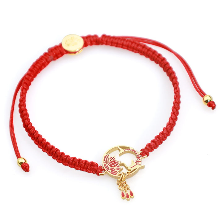 Buddha Stones Tibetan Handmade Lotus Koi Fish Lucky Red String Bracelet - image 4