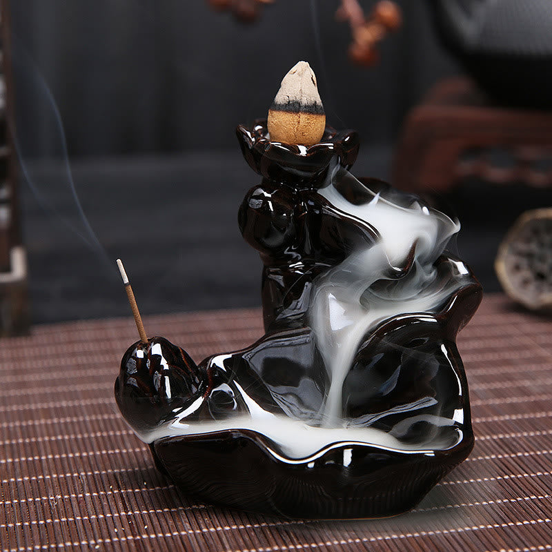 Handcrafted Waterfall Incense Holder Backflow Cone Ceramic Burner - image 1