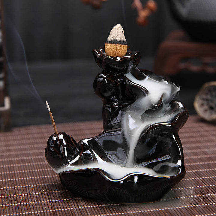 Handcrafted Waterfall Incense Holder Backflow Cone Ceramic Burner - image 1