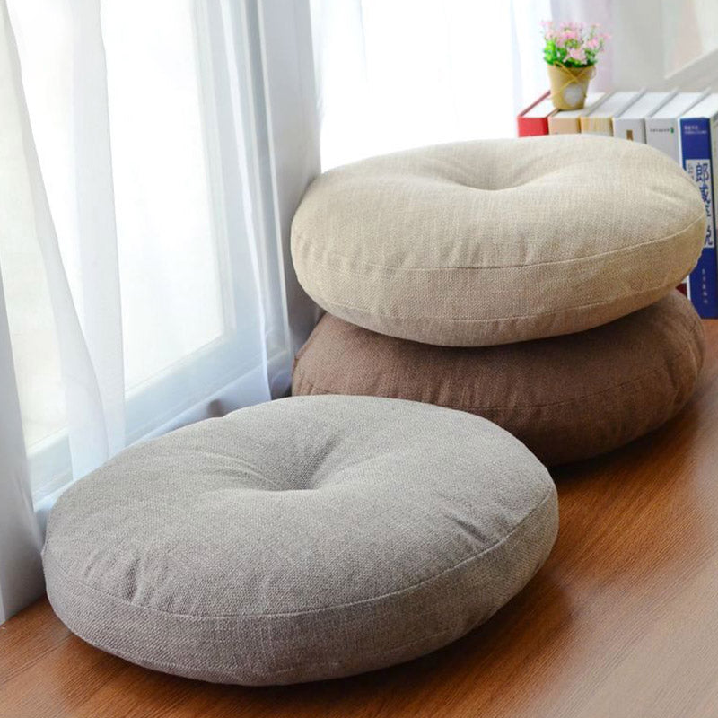 Buddha Stones Lotus Simple Pattern Linen Meditation Seat Cushion Home Living Room Decoration - image 2