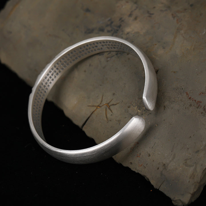 Buddha Stones 999 Sterling Silver Buddha Head Heart Sutra Serenity Bracelet Bangle - image 9