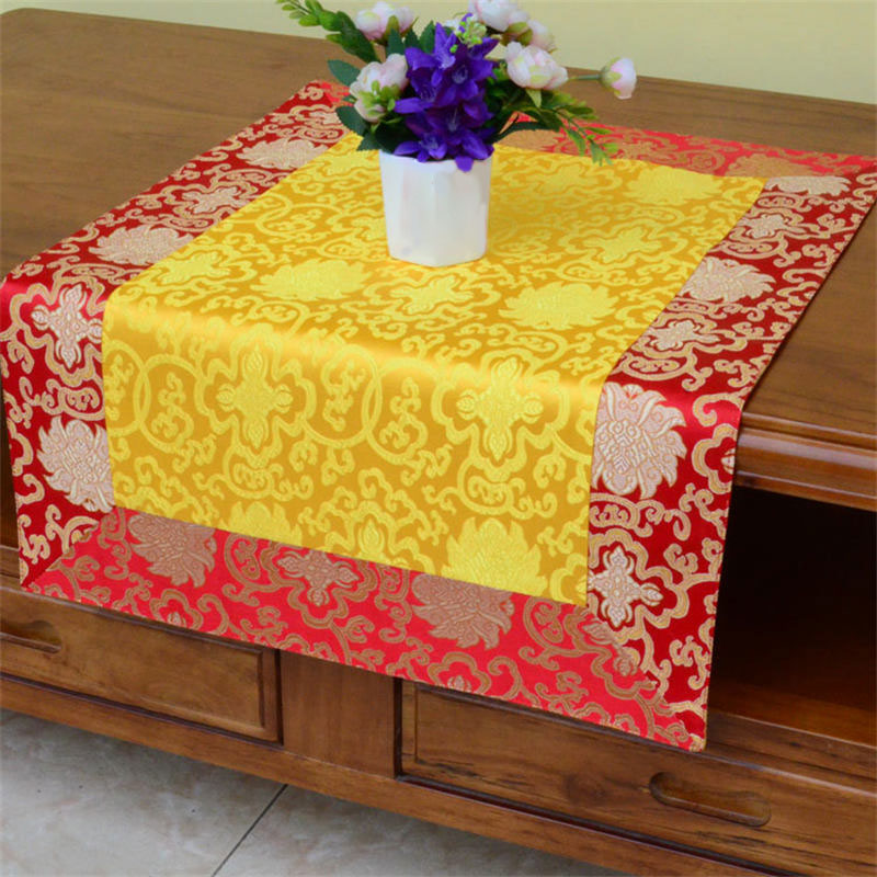 Brocade Prayer Altar Flower Vajra Dragon Pattern Auspicious Symbols Table Runner - image 14