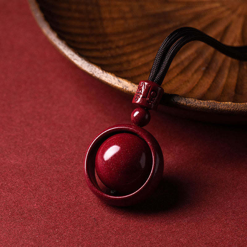 Buddha Stones Cinnabar Om Mani Padme Hum PiXiu Blessing Lucky Bead Necklace Pendant - Om Mani Padme Hum - Brown Rope - image 19