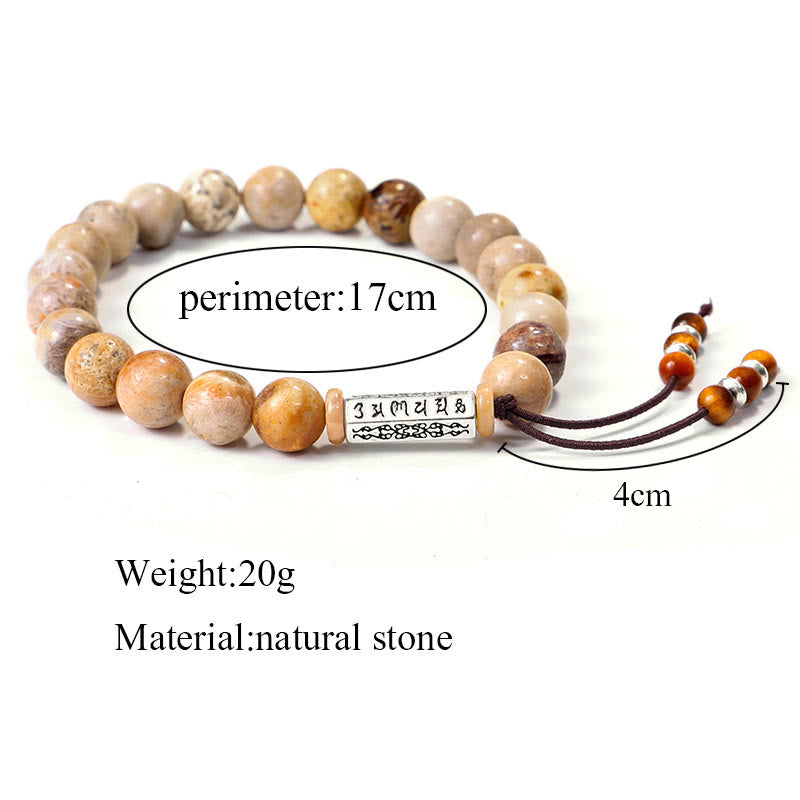 Buddha Stones Weathered Stone Om Mani Padme Hum Strengthen Bracelet - image 8