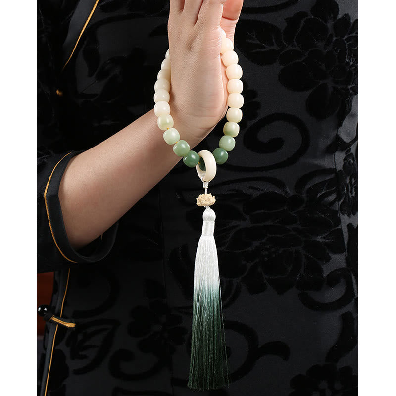 Buddha Stones Natural Gradient Bodhi Seed Fortune Money Bag Lotus Wisdom Tassel Wrist Mala - image 17