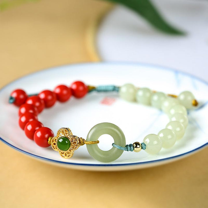 Natural Cinnabar Jade Blessing Bracelet - image 1