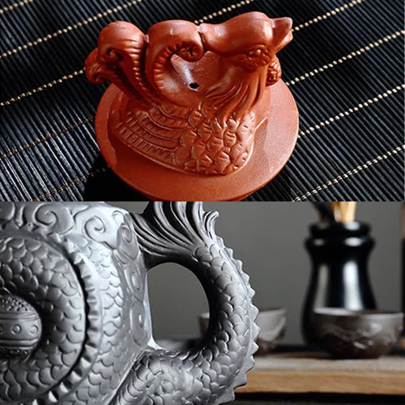 Vintage Dragon Phoenix Ceramic Teapot - image 14
