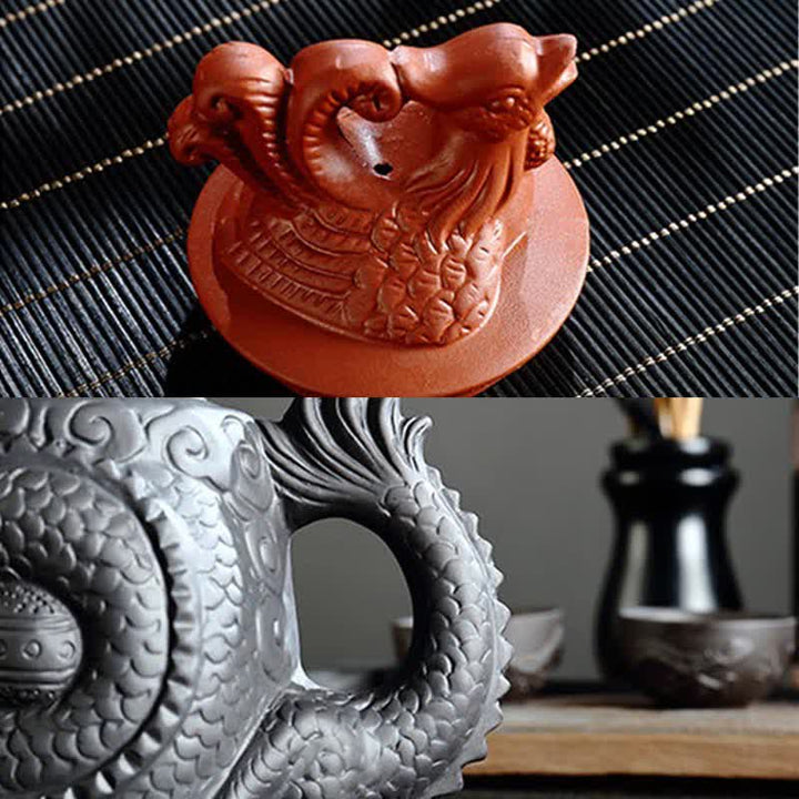Vintage Dragon Phoenix Ceramic Teapot - image 14