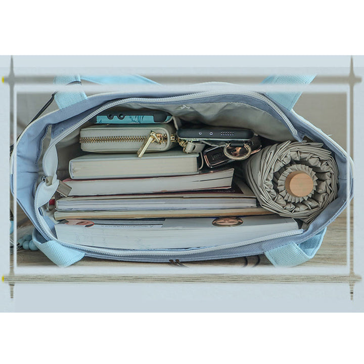 Buddha Stones Pear Flower Plum Peach Blossom Bamboo Embroidery Canvas Large Capacity Shoulder Bag Tote Bag - image 14