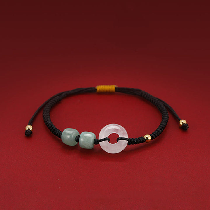 Buddha Stones 2Pcs Green Aventurine White Jade Peace Buckle Luck Braided Couple Bracelet - image 6