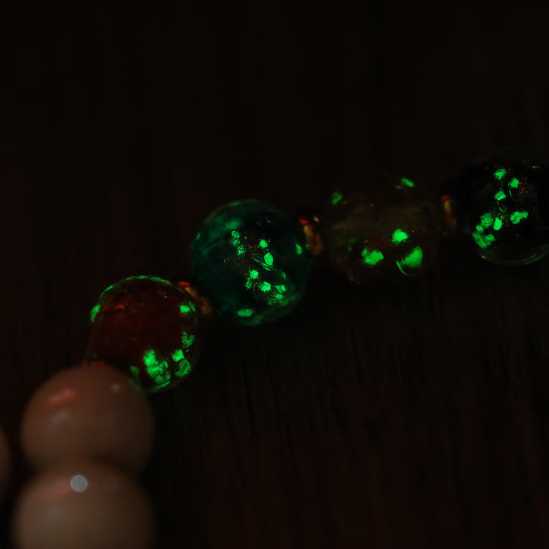 Buddha Stones Tibetan Incense Ash Porcelain Luminous Fluorescent Liuli Glass Bead Gourd Copper Coin Charm Peace Bracelet - image 4