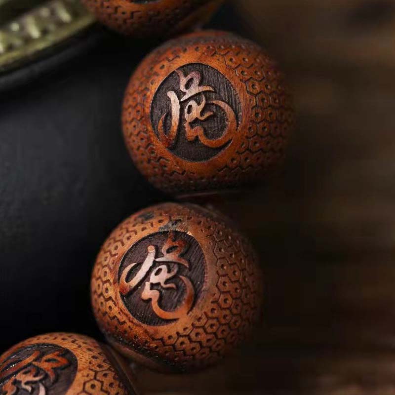 Buddha Stones Tibetan Rosewood Engraving Tiger Protection Bracelet - image 5