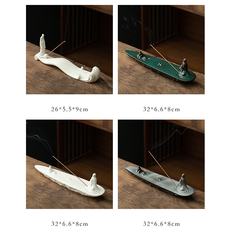 Buddha Monk Ceramic Sea Wave Mountain Blessing Incense Burner Decoration - image 19